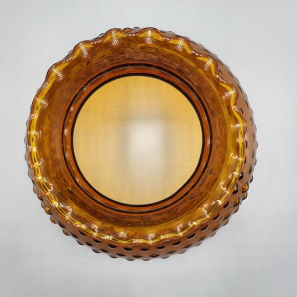 Vintage Amber Glass Hobnail Glass Lamp Shade Ruffled Top Retro Style Decoration - Picture 7 of 11